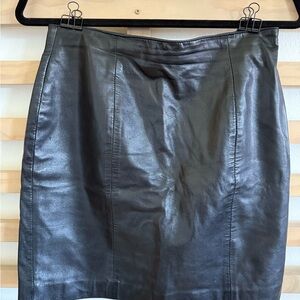 Vintage Tannery West Black Leather Miniskirt